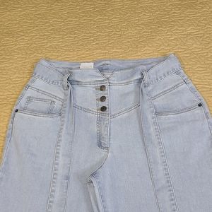 Light Blue High-Rise Women’s Jeans with Button Fly